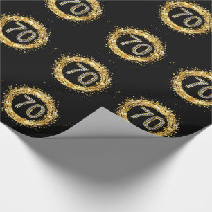 Glitzer Bling Confetti   der Diamant-Zahl-70 Gold Geschenkpapier