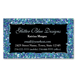 Glitzer Blue Elegance Magnetic Business Card Magnetische Visitenkarte