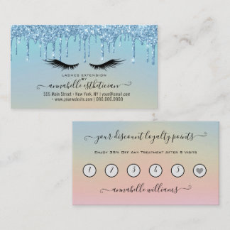 Glitzer Blue Eyelash Extension Loyalty Visitenkarte
