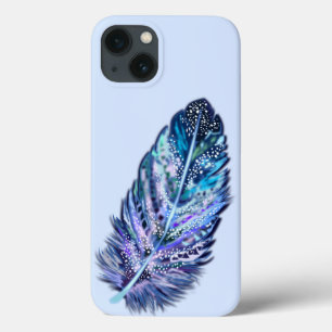 Glitzer Blue Feather iPhone Case