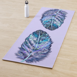 Glitzer Blue Feather Yoga Mat Yogamatte