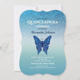 Glitzer Blue Quinceanera Einladung