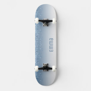 Glitzer Blue Skateboard mit Namen