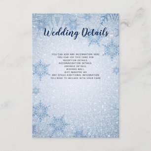 Glitzer Blue Snowflake Winter Hochzeit Details Kar Begleitkarte