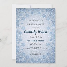 Glitzer Blue Snowflakes WinterBrautparty Einladung