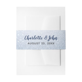 Glitzer Blue Snowflakes Winterhochzeit Einladungsbanderole