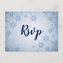 Glitzer Blue Snowflakes Winterhochzeit uAwg Einladungspostkarte
