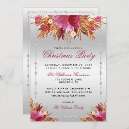 Glitzer-Blume, Gerahmtes Weihnachtsfest im  Party Einladung