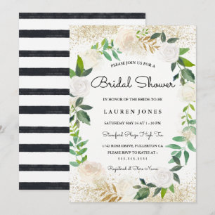 Glitzer Blumenkraut Bridal Dusche Einladung