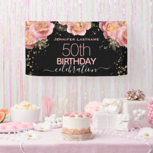 Glitzer Blumenschmuck jedes Jahr Geburtstagsparty Banner
