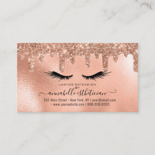 Glitzer Blush Gold Eyelash Extension Loyalität Visitenkarte
