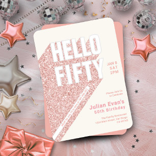 Glitzer Blush Pink Fett Typografie 50. Geburtstag Einladung