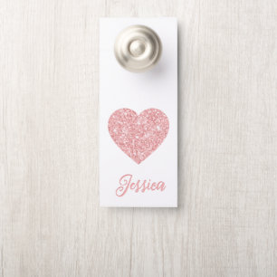Glitzer Blush Pink Herzchen Mädchenname Türanhänger