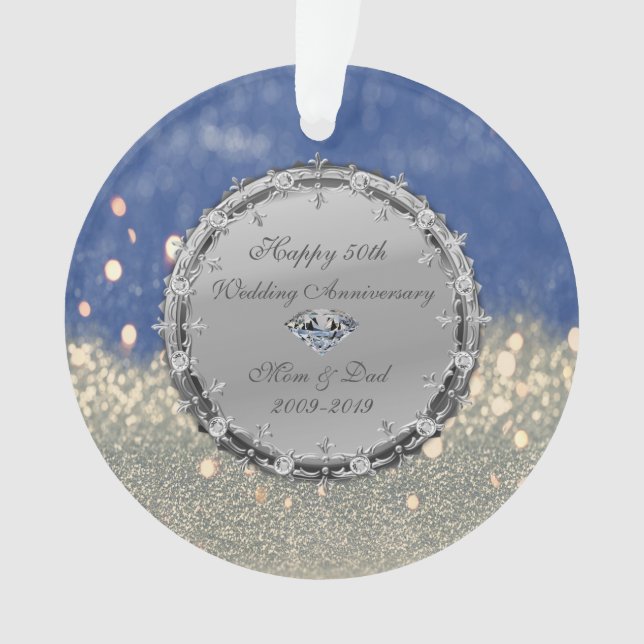 Glitzer Bokeh Diamonds 50. Hochzeitstag Ornament (Vorderseite)