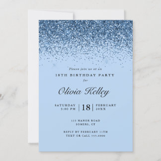 Glitzer Border Birthday, Blue Invasion Einladung