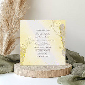 Glitzer Botanische Hochzeit des strahlenden Gelbqu Einladung