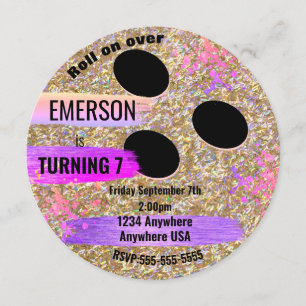 Glitzer BOWLING BALL, Bowling, Glow Geburtstagspar Einladung