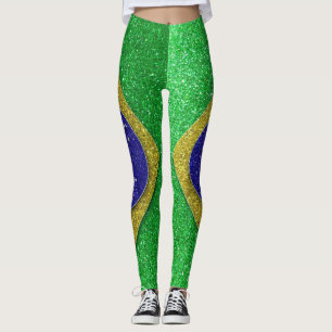 Glitzer Brasilianische Flagge Mode Modemanöver Sti Leggings