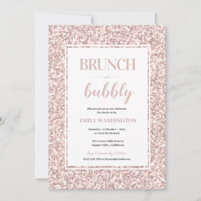 Glitzer Brautparty Brunch & Bubbly Einladung (Vorderseite)