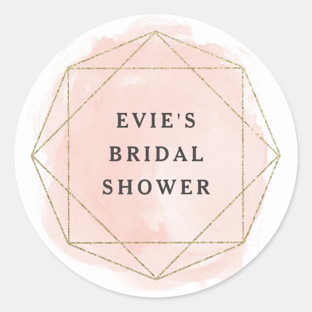 Glitzer-Brautparty für Wasserfarben in Rosa Runder Aufkleber (Vorderseite)
