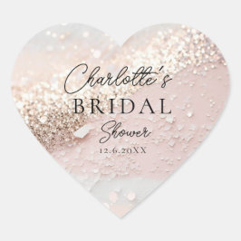 Glitzer Brautparty Herz-Aufkleber
