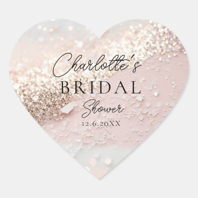 Glitzer Brautparty Herz-Aufkleber (Vorderseite)