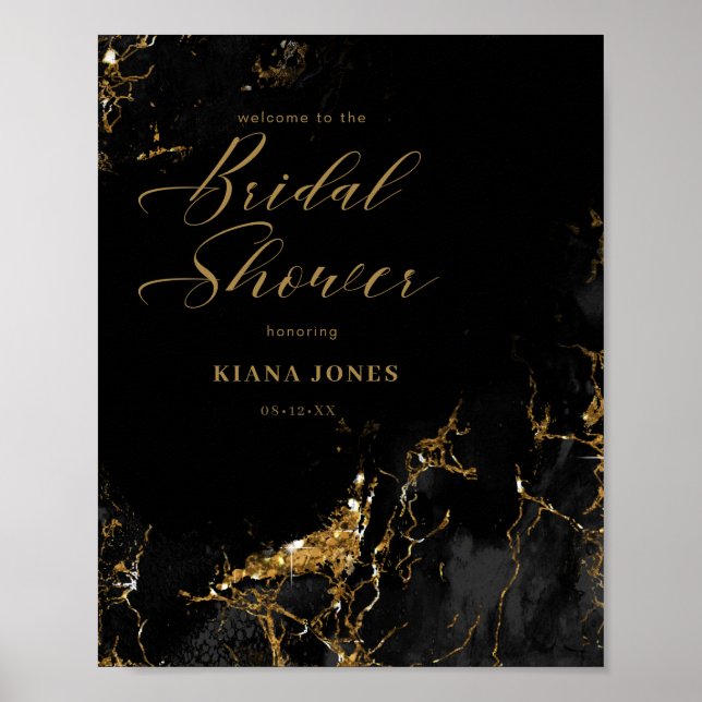 Glitzer Brautparty Schwarz Gold ID644 Poster (Vorne)