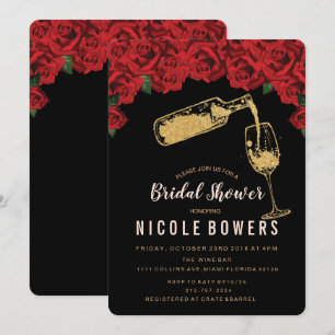 Glitzer Bridal Dusche Weinglas Einladung