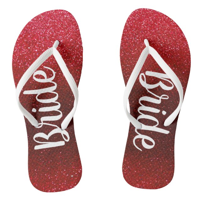 Glitzer Bride Beach Hochzeit Sommer Flitterwochen  Flip Flops (Fußbett)
