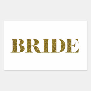 Glitzer Bride Gold Rechteckiger Aufkleber