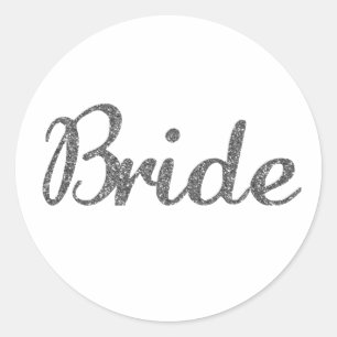 Glitzer Bride Silver Runder Aufkleber