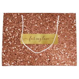 Glitzer Brown Bronze Custom Sprichwort Große Geschenktüte