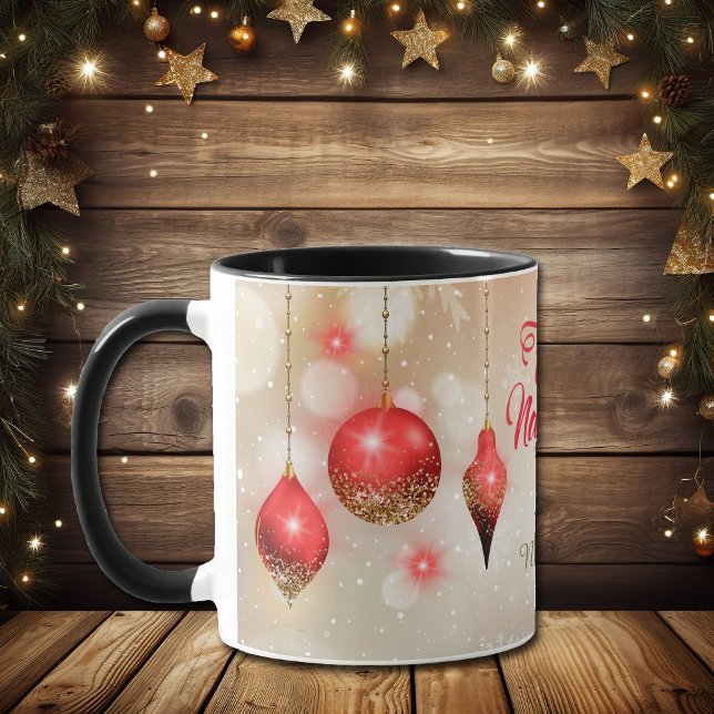 Glitzer Bulbs Feliz Navidad Snowflake Tasse (Von Creator hochgeladen)