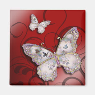 "Glitzer Butterflies" (rot) von Cheryl Daniels Magnet