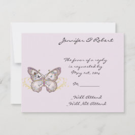 Glitzer Butterfly auf dem Lavendelreaktionskarte RSVP Karte