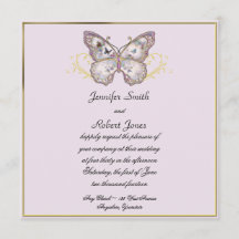 Glitzer Butterfly auf Lavender Wedding Einladung