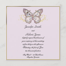Glitzer Butterfly auf Lavender Wedding Einladung