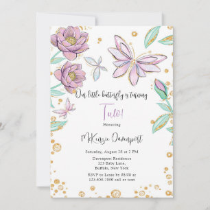 Glitzer Butterfly Girl Geburtstagsparty Einladung