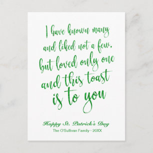 Glitzer Calligraphy Irish Toast St. Patrick's Day Postkarte