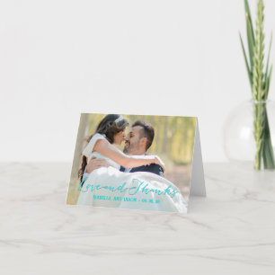 GLITZER CALLIGRAPHY WEDDING FOTO DANKE KARTE