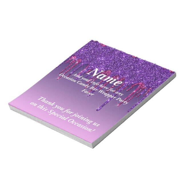 Glitzer Candy Bar Wrapper-Gastgeschenke trinken Notizblock (Rotiert)