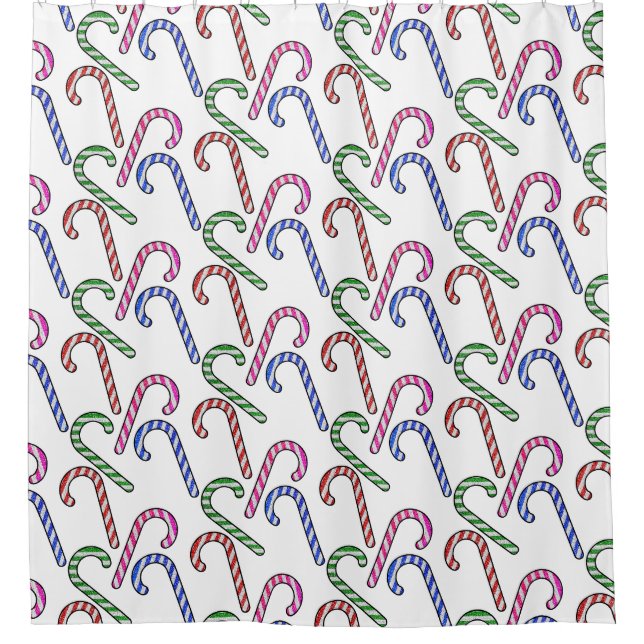 Glitzer Candy Cane Pattern Duschvorhang (Vorderseite)