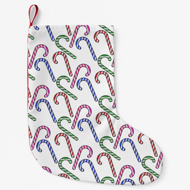 Glitzer Candy Cane Pattern Kleiner Weihnachtsstrumpf (Vorderseite)