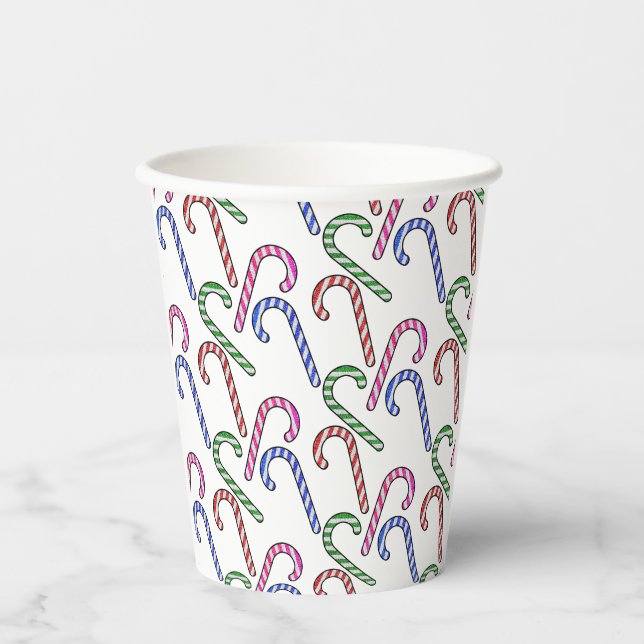 Glitzer Candy Cane Pattern Pappbecher (Vorderseite)