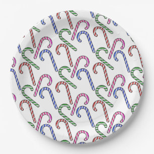 Glitzer Candy Cane Pattern Pappteller