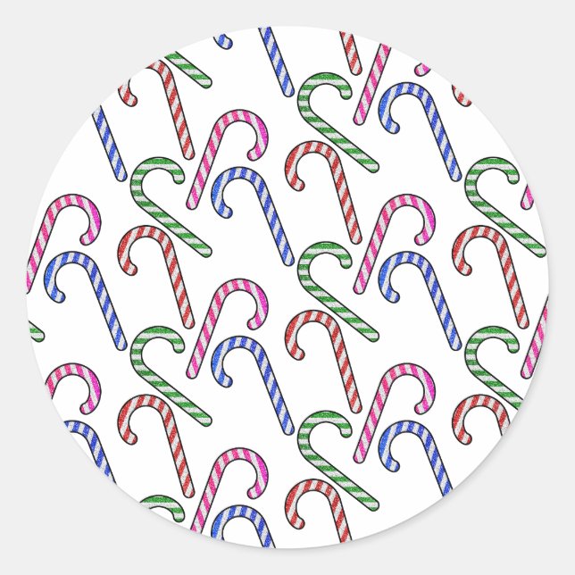 Glitzer Candy Cane Pattern Runder Aufkleber (Vorderseite)