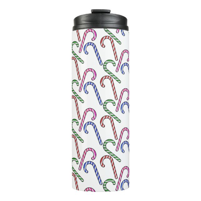 Glitzer Candy Cane Pattern Thermosbecher (Vorderseite)