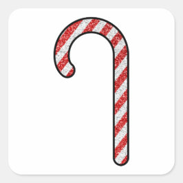 Glitzer Candy Cane Quadratischer Aufkleber