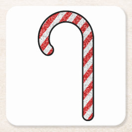 Glitzer Candy Cane Rechteckiger Pappuntersetzer