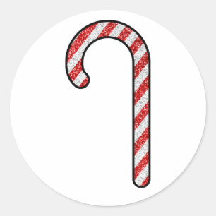Glitzer Candy Cane Runder Aufkleber